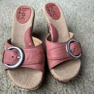 b.o.c. Women's Mauve Mules with Silver Buckle